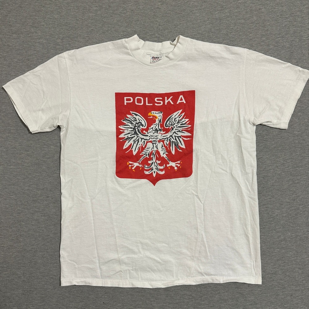 Vintage 90s Stedman Polska Poland Eagle Graphic T Shirt Single Stitch Mens XL